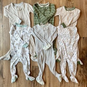 6 Pack Cloud Island Sleep N Play w/ Foot Grippers BUNDLE - 12 months